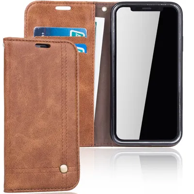 Productafbeelding van Beschermhoes, tasje of portemonneehoes voor Apple iPhone X, bruin