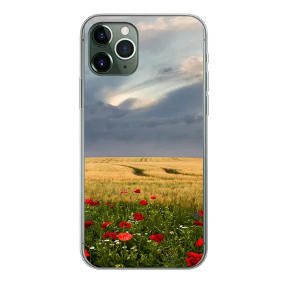Produktbild von MuchoWow® Handyhülle Schutzhülle Hülle für iPhone 11 Pro Blumen - Weizen - Wolken Silikon Softcase Handy Hülle - Handy