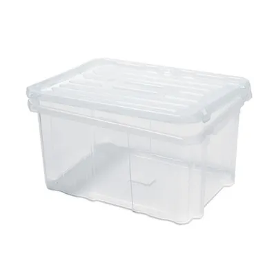 Produktbild von Mehrzweck Aufbewahrungsbox mit Deckel | Transparent | HxBxT 20x40x30cm | 22 Liter | Lagerkiste, Transportbox, Stapelbox, Kunststoffkiste