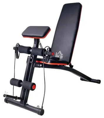 Image de Banc d'haltères pliable - T1005-01-00903. Banc pour abdominaux et entraînement - Dossier réglable en 7 positions - Banc inclinable et déclinable - Appareil d'entraînement pour les jambes pour une utilisation à domicile