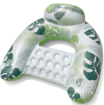 Produktbild von Schwimmsessel Aufblasbar Tropenblatt-Design Pool-Liege, Grün weiss