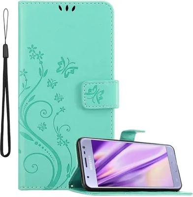 Obrázek produktu pro Cadorabo Pouzdro pro Samsung Galaxy J3 2017 Ochranný kryt v tyrkysové barvě Pouzdro na mobil Flowers Flower