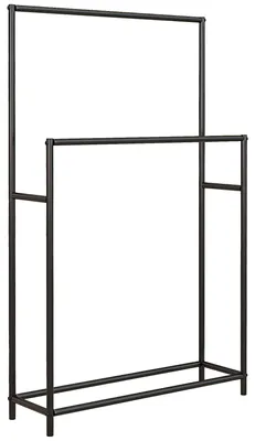 Productafbeelding van Handdoekrek, vrijstaand, 2 stangen, roestvrij, 66x20x110cm, zwart