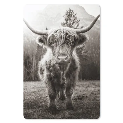 Produktbild von MuchoWow® Mauspad Mousepad Schottischer Highlander - Tiere - Schwarz - Weiß 18x27 cm - Mousepads - Maus Mat - Pad - Mausunterlage