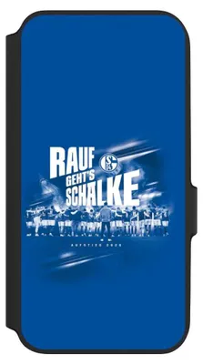 Produktbild von NIVOCASE Klapphülle für Samsung Galaxy A54 5G  Handyhülle aus Kunst Leder NIVOflip schwarz Aufstieg FC Schalke 04 Offizielles Lizenzprodukt