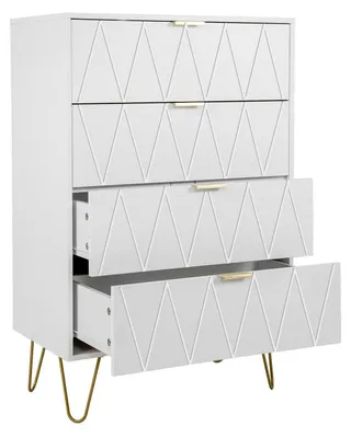 Produktbild von Kommode mit 4 Schubladen 60 x 34 x 91 cm Weiß