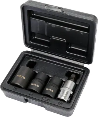 Produktbild von Yato YT-06806, Steckschlüssel-Satz, 1/2", Metrisch, 4 Kopf/Köpfe, 10,12,14,19 mm, Chrom-Vanadium-Stahl