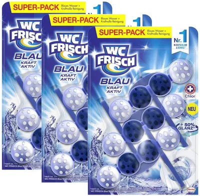 Produktbild von WC FRISCH Kraft Aktiv Blauspüler Chlor 3x150g WC Reiniger Toilettenreiniger