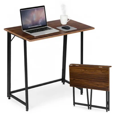 Image de Bureau pliable pour ordinateur portable, 80 x 45 cm, style loft, MDF et métal
