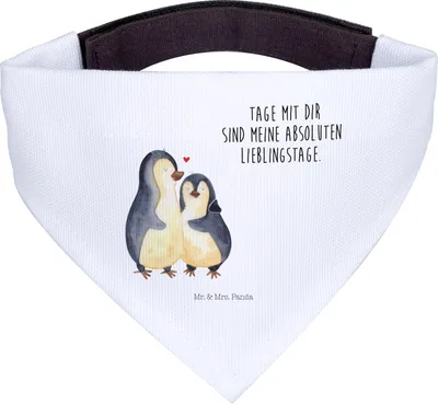 Produktbild von Mr. & Mrs. Panda Tuch Pinguin umarmen - Weiß - Geschenk, Hundehalstuch, Hochzeitsgeschenk, Halstuch Für Hunde, Hunde-Halstuch, Hochzeitstag, Hund, Liebe