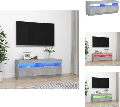 Image de vidaXL Armoire TV avec éclairage LED gris béton 100x35x40 cm - Meuble TV