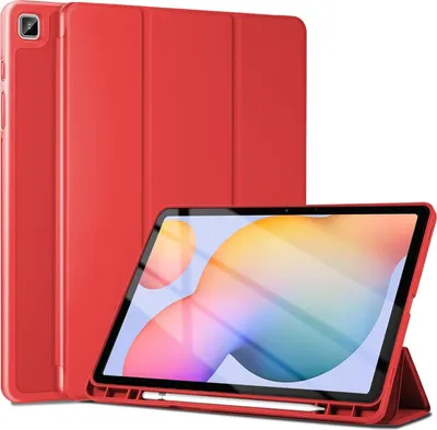Produktbild von Conie Tablet Smart Cover für Samsung Galaxy Tab A7 10.4 T500 Klapp Tasche Rundumschutz Silikon Hülle mit Aufstellfunktion in Rot