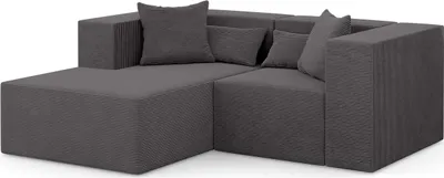 Produktbild von 3-Sitzer Ecksofa NOVA S - 208x180x76cm, Otomane, Links, L-form, DunkelGrau