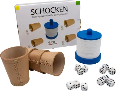 Produktbild von GICO Schocken Set Komplett - Schockbesteck, 4 Würfelbecher mit Würfeln - Jule Meiern Maxen Mörkeln - 7959
