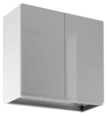 Immagine prodotto di Pensile da cucina con scolapiatti ARBOR - larghezza 80 cm, grigio lucido / bianco