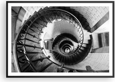 Produktbild von Gerahmtes Poster - Schwarzer Rahmen - Treppe Spirale Perspektive - 100x70 cm - Wand Bild - Wanddeko - Wandbilder - Kunstposter - Wandposter - Bilderrahmen - Bilder - Kunstdruck - P2BAA100x70-4384