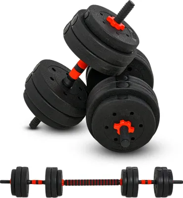 Zdjęcie produktu dla HOMCOM Zestaw hantli 2 w 1 25 kg regulowane hantle i sztanga profesjonalny trening siłowy z hantlami i podnoszenie ciężarów do domowego fitnessu