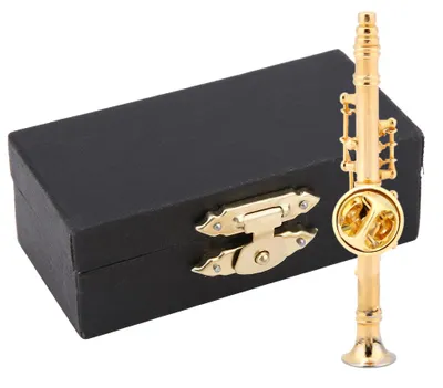 Zdjęcie produktu dla Pozłacana broszka klarnet Instrument muzyczny Broszka z pudełkiem upominkowym
