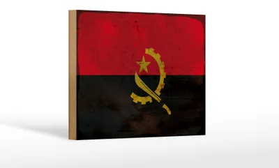 Produktbild von Holzschild Flagge Angolas 18x12cm Flag of Angola Rost