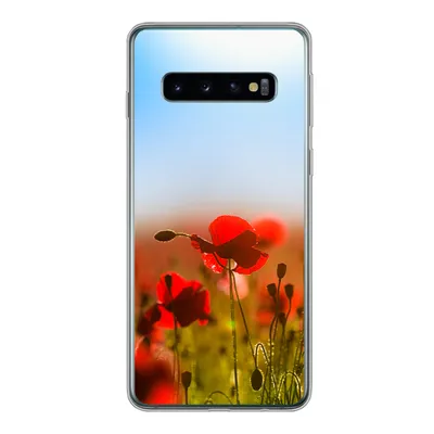 Produktbild von MuchoWow® Handyhülle Schutzhülle Hülle für Samsung Galaxy S10 Mohnblumen unter einem klaren blauen Himmel. Silikon Softcase Handy Hülle - Handytasche