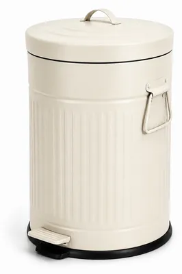 Produktbild von Relaxdays Mülleimer, 20 Liter, Küche, entnehmbarer Inneneimer, Fußpedal, Softclose, Metall, Retro Tretmülleimer, beige, KI-generiertes Bild