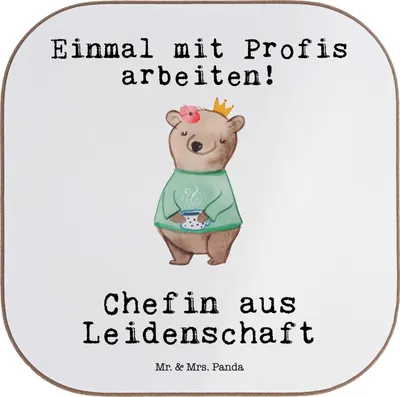 Produktbild von Mr. & Mrs. Panda Untersetzer für Gläser Chefin Leidenschaft - Weiß - Geschenk, Coaster, Spruch, Tischuntersetzer, CEO, Geschäftsinhaberin, Beste, Lustig, Glas, Leiterin