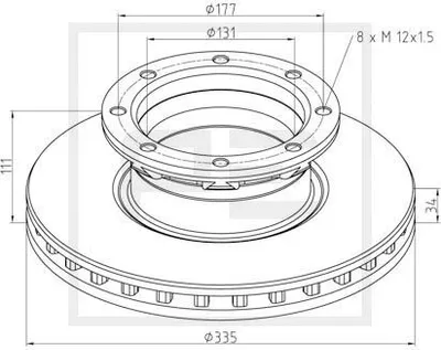 Image de Disque De Frein Mb Atego Fi335X34 Arrière