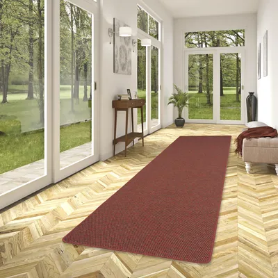 Produktbild von Teppich Läufer Flachgewebe Rot, Größe:80x320 cm
