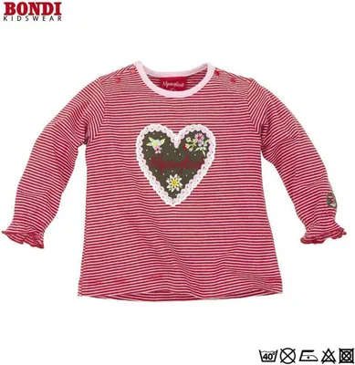 Produktbild von BONDI KIDSWEAR Baby T-Shirt langarm Herz Alpenglück – 100 % Baumwolle 68