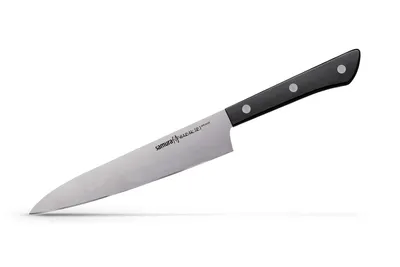 Zdjęcie produktu dla Nóż Samura HARAKIRI 6" - wysokiej jakościNóż w stylu japońskim kuchenny z ergonomiczną czarną rękojeścią do precyzyjnego cięcia i doskonałości kulinarnej