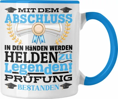 Produktbild von Trendation - Prüfung Bestanden Geschenk Tasse Geschenkidee Bestandene Prüfung Abschluss 2023  Master Bachelor Doktor (Blau)