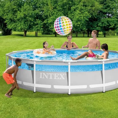 Zdjęcie produktu dla Intex 26722NP, 12706 l, Basen ramowy, Dziecko i dorosły, Drabina, Niebieski, Szary
