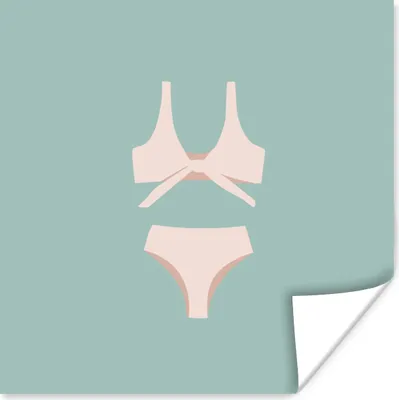 Produktbild von MuchoWow® Poster Sommer - Bikini - Pastell 100x100 cm - Babyzimmer
