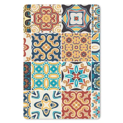 Produktbild von MuchoWow® Mauspad Mousepad Blumen - Vintage - Muster - Blau - Orange 18x27 cm - Mousepads - Maus Mat - Pad - Mausunterlage