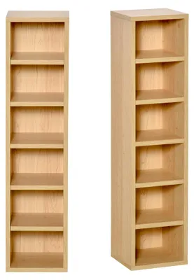 Image de Lot de 2 šŠtagššres colonnes Armoire de Rangement CD-DVD 6 + 6 Compartiments dim. 21L x 19l x 88H cm capacitšŠ Max. 160 CD Coloris hšºtre