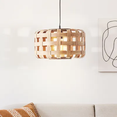 Produktbild von BRILLIANT natürliche Pendelleuchte WOODLINE | Hängeleuchte mit Bambus Schirm Ø 36 cm | 1x E27 Fassung max. 60W | Bambus/Metall