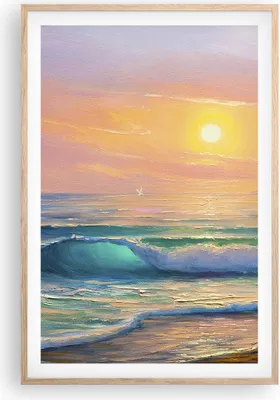 Produktbild von Gerahmtes Poster - Rahmen in heller Eiche - Meer Welle Ufer - 61x91,5 cm - Wand Bild - Wanddeko - Wandbilder - Kunstposter - Wandposter - Bilderrahmen - Bilder - Kunstdruck - Wandbild P2NPA61x91-3915