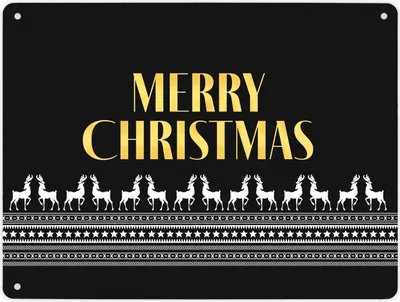 Produktbild von Merry Christmas Metallschild XL mit edlem Weihnachtsmuster Motiv Schild