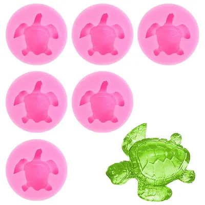 Image de 6 moules en silicone en forme de tortue, 3D, pour biscuits, pâtisseries, chocolats, bonbons et gelées