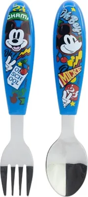 Image de Disney Mickey Mouse Set de couverts pour enfants 2 pièces - Cuillère & fourchette avec poignées à motifs