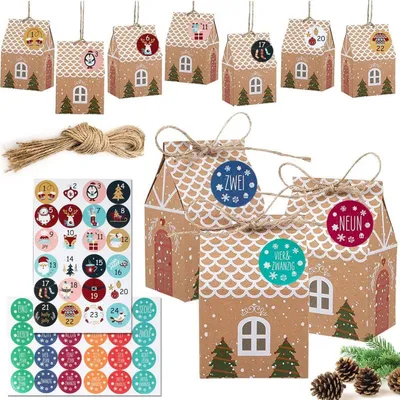 Produktbild von Adventskalender zum Befüllen 2023 | DIY Häuschen mit Zahlenaufklebern