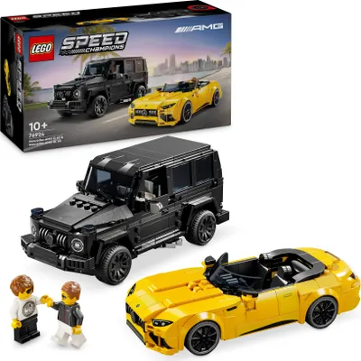 Produktbild von LEGO Speed Champions Mercedes-AMG G 63 & Mercedes-AMG SL 63, Bauset mit 2 Spielzeug-Autos und 2 Fahrer-Minifiguren, Geschenk für Jungen und Mädchen 76924