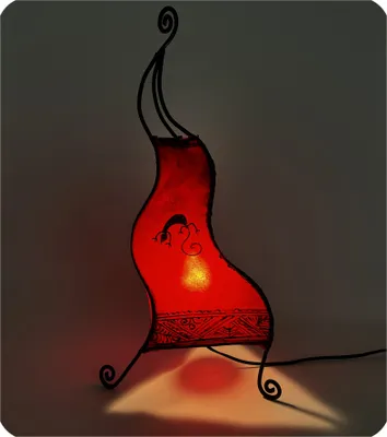 Produktbild von Orientalische Lampe Hennalampe marokkanische Lederlampe Tischleuchte Stehleuchte Essaouira Gecko 50 cm, rot