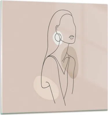Produktbild von Bilder auf glas - Einteilig - Stück Linie Frau - 60x60cm - Glasbilder - Wandbilder - Bilder - zum Aufhängen bereit - Wanddekoration aus Glas - Glas Bilder - Wandbild auf Glas - GAC60x60-4766
