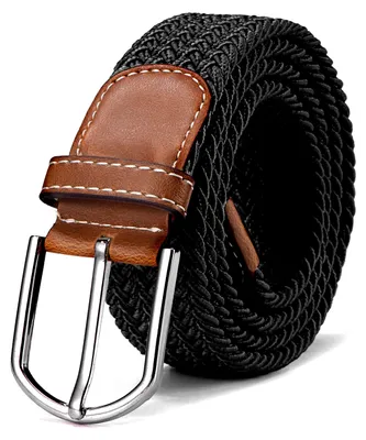 Produktbild von Stoffgürtel Stretchgürtel geflochten und elastisch Gürtel Länge 100 cm bis 130 cm schwarz