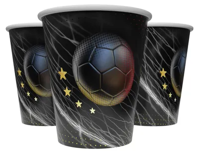 Produktbild von Pappbecher Fußball 4 Sterne bunt 250 ml 8 Stück