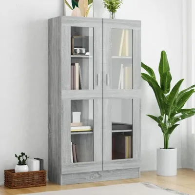 Zdjęcie produktu dla Szafka witryna, regał na książki, szafa na dokumenty, kolor Sonoma, wymiary: 82,5 x 30,5 x 150 cm
