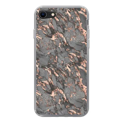 Produktbild von MuchoWow® Handyhülle Schutzhülle Hülle für iPhone SE 2022 Marmor - Rose - Grau - Muster Silikon Softcase Handy Hülle - Schutzhülle