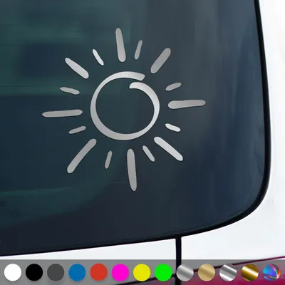 Produktbild von PantherPixel Sonne Aufkleber Sonnenschein Strand Meer Camping Sticker Auto Geschenkidee Farbe Silber
