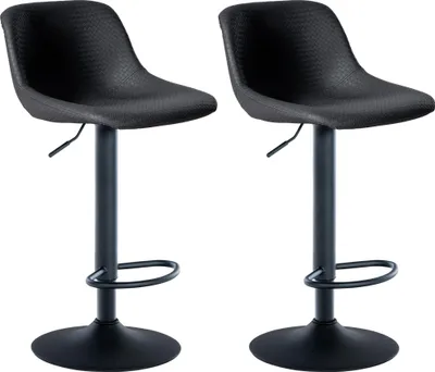 Produktbild von CLP 2er Set Barhocker Loft mit Rückenlehne und 360 drehbar | Farbe schwarz Material Kunstleder